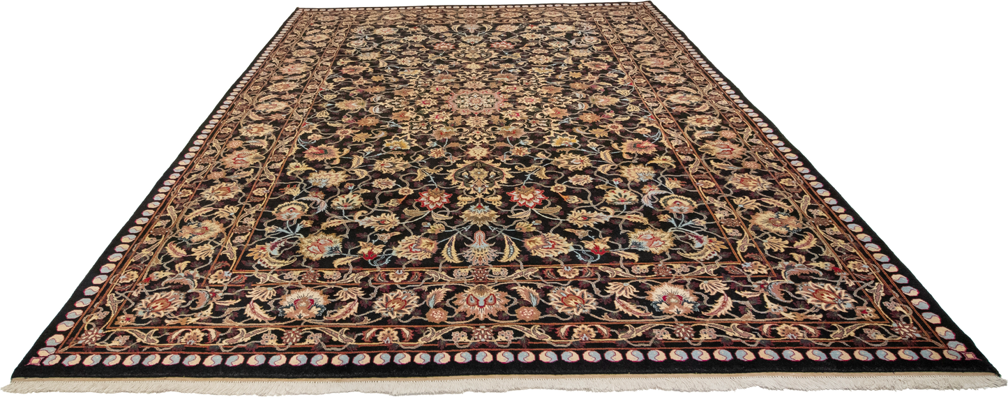 W 8.2 L 11.3 Mashad 100% Wool Hand-Woven All-Over Design - 9013