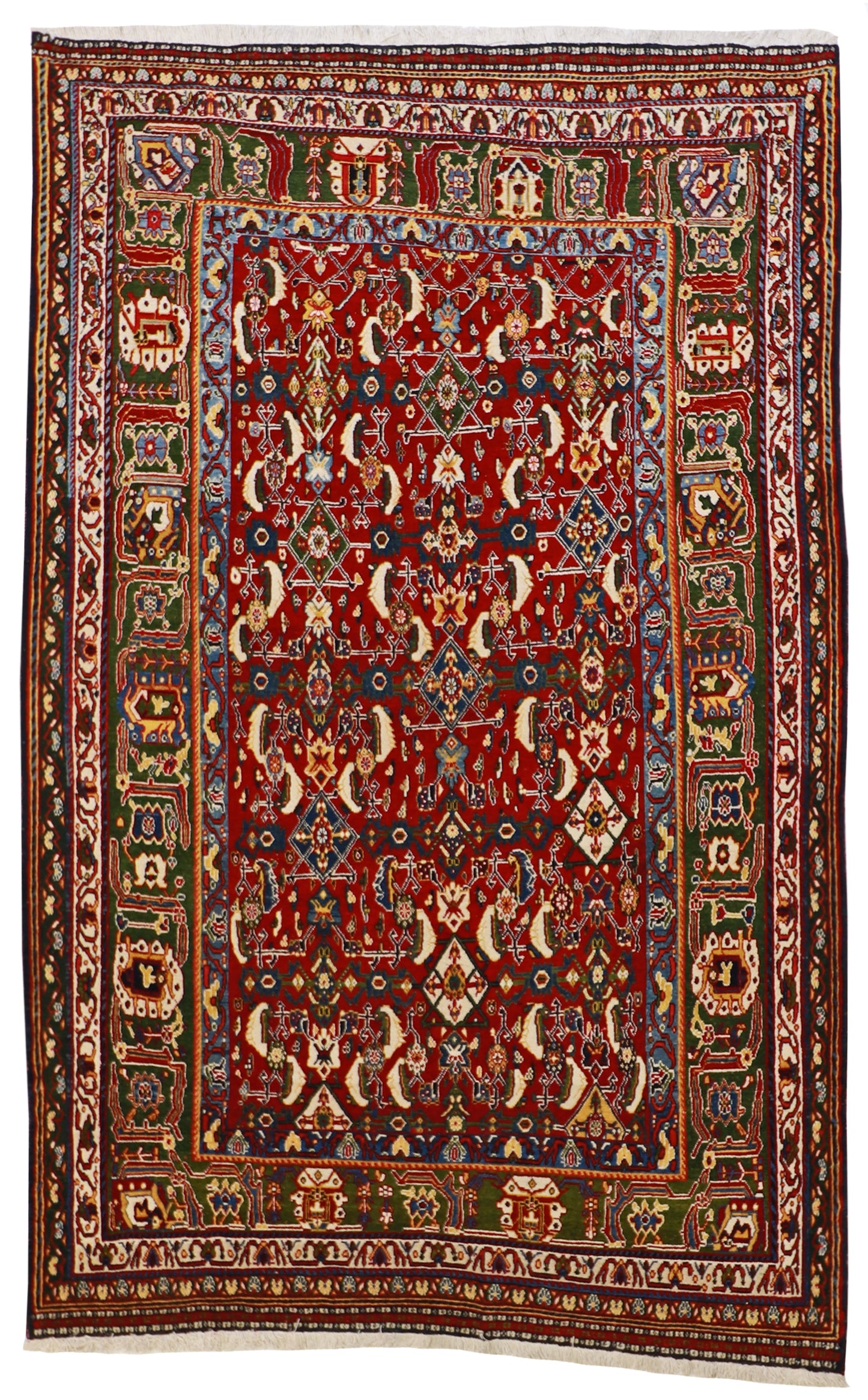 W 5.6 L 8.7 Gashgaie 100% Wool Handmade Geometric Design - 9022