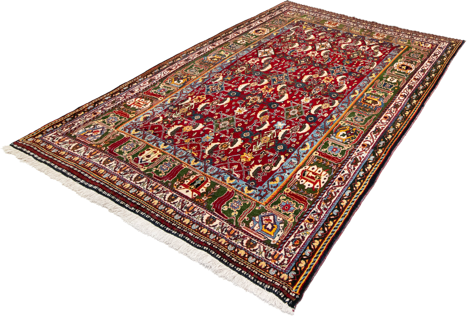 W 5.6 L 8.7 Gashgaie 100% Wool Hand-Woven Geometric Design - 9022