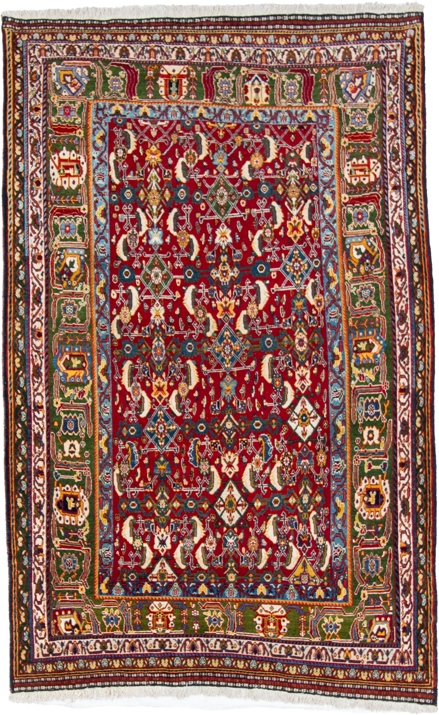 W 5.6 L 8.7 Gashgaie 100% Wool Hand-Woven Geometric Design - 9022