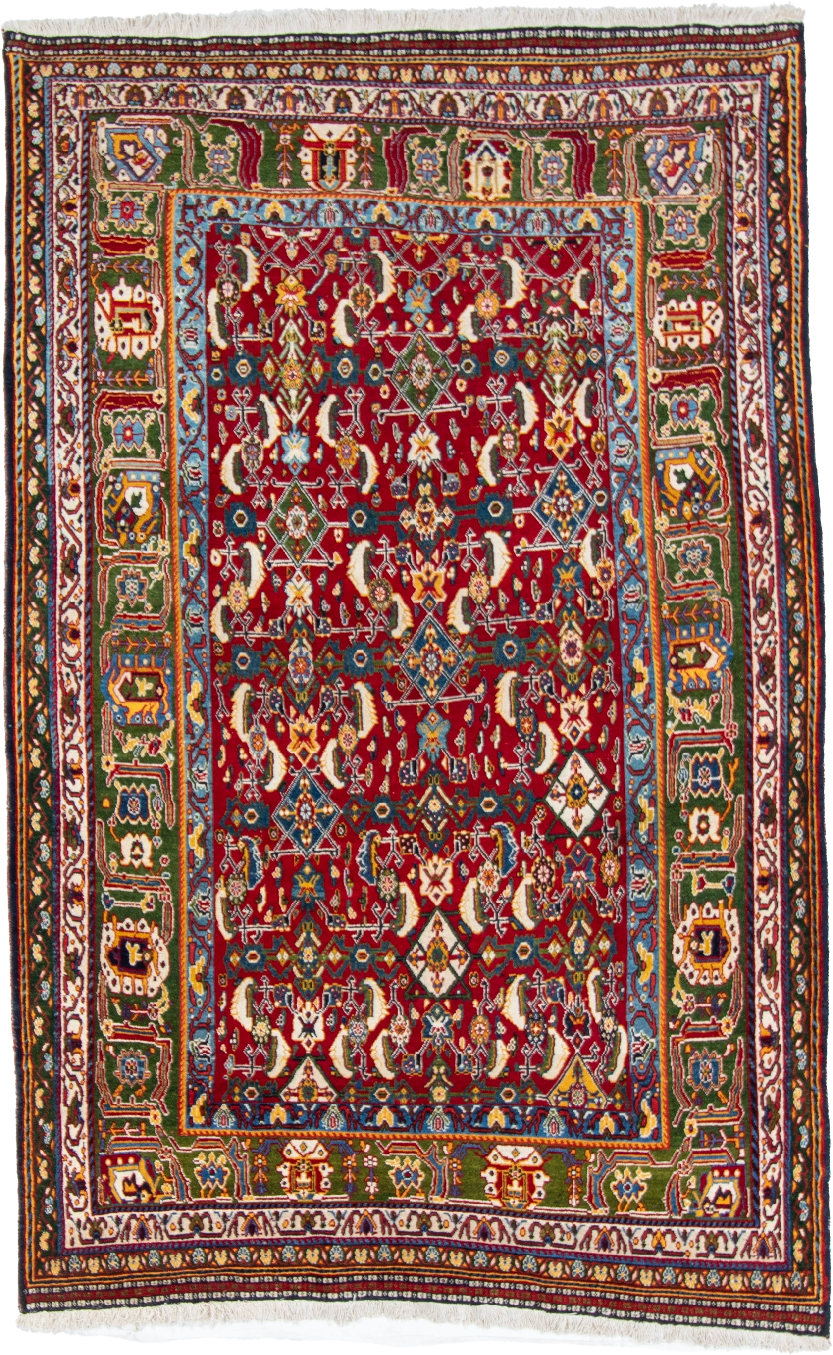 W 5.6 L 8.7 Gashgaie 100% Wool Hand-Woven Geometric Design - 9022