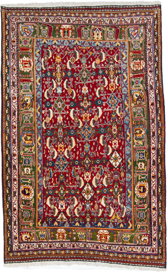 W 5.6 L 8.7 Gashgaie 100% Wool Hand-Woven Geometric Design - 9022