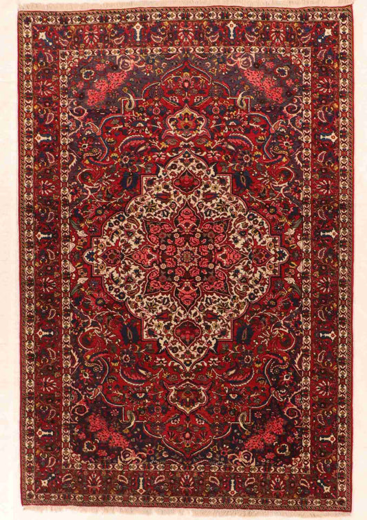 W 7 - L 10.4 - Bakhtiarie Wool Traditional Rectangle - Finest Hand-Knotted Quality Wool - 9028