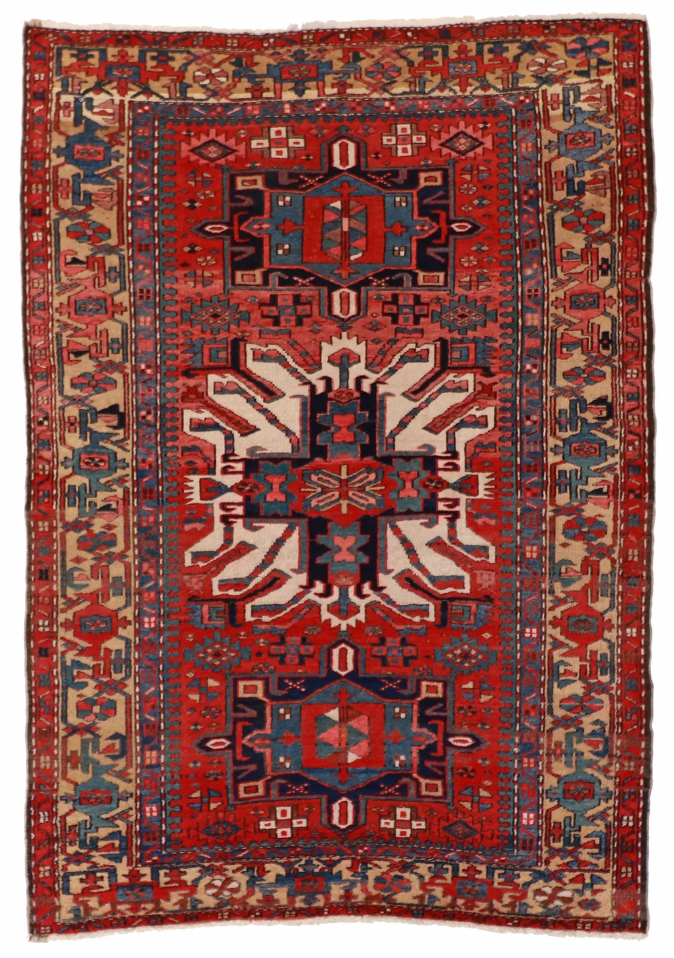 W 4.9 L 6.8 Ahar 100% Wool Hand-Woven Geometric Design - 9031
