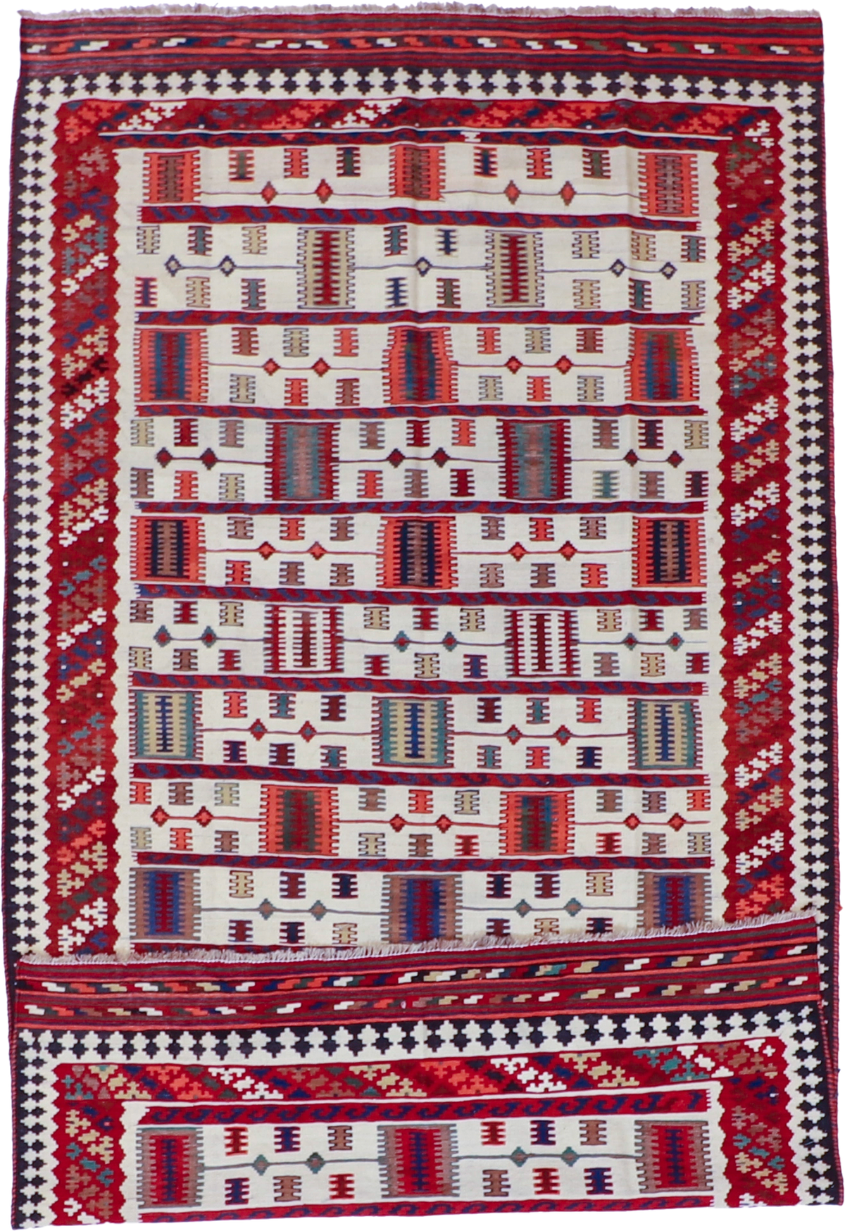 W 5.7 L 9.10 Gashgaie 100% Wool Hand-Woven Geometric Design - 9145