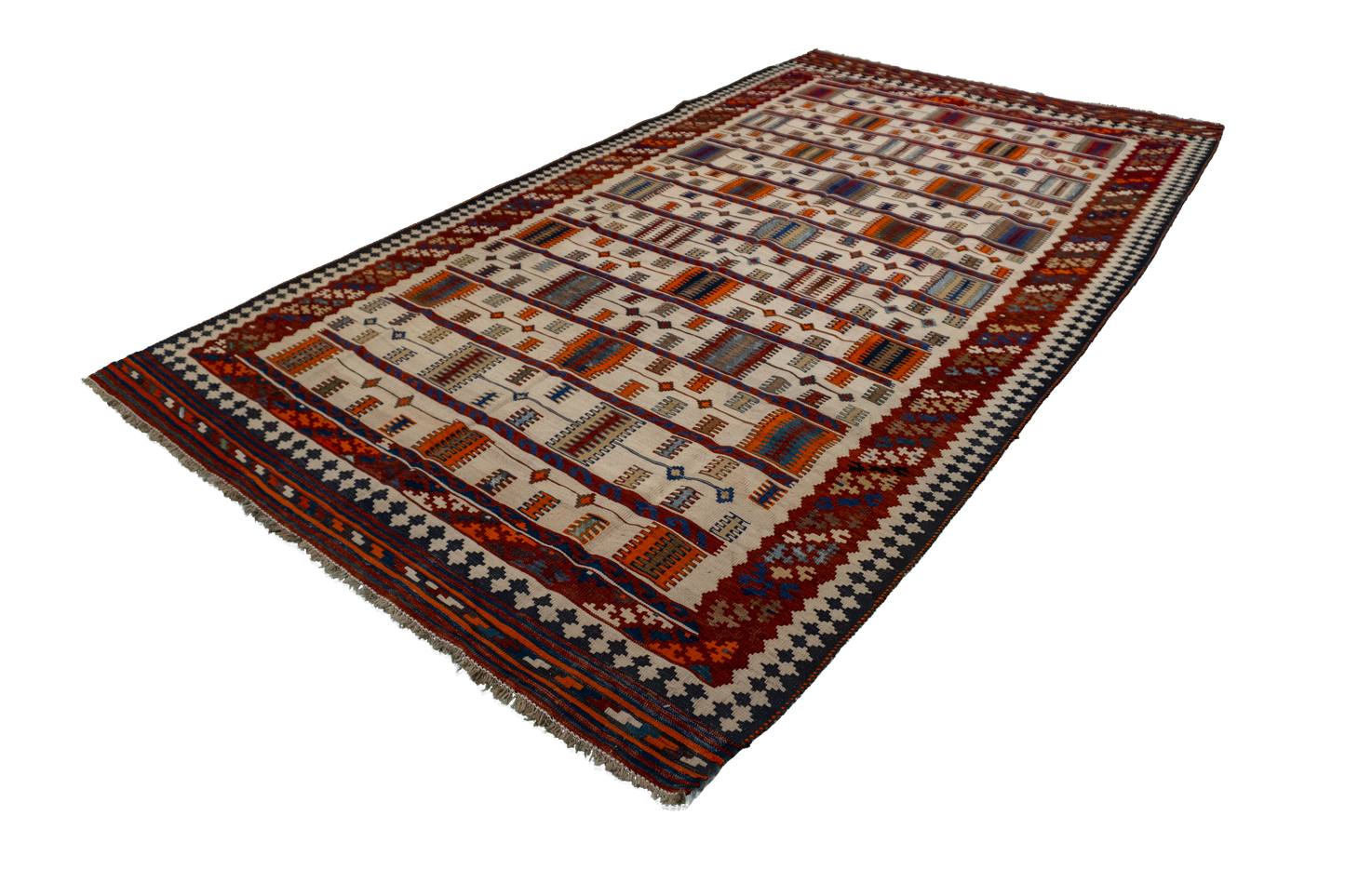 W 5.7 L 9.10 Gashgaie 100% Wool Hand-Woven Geometric Design - 9145