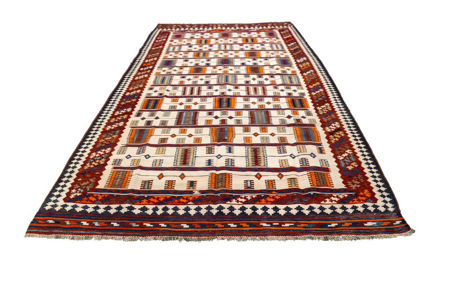 W 5.7 L 9.10 Gashgaie 100% Wool Hand-Woven Geometric Design - 9145