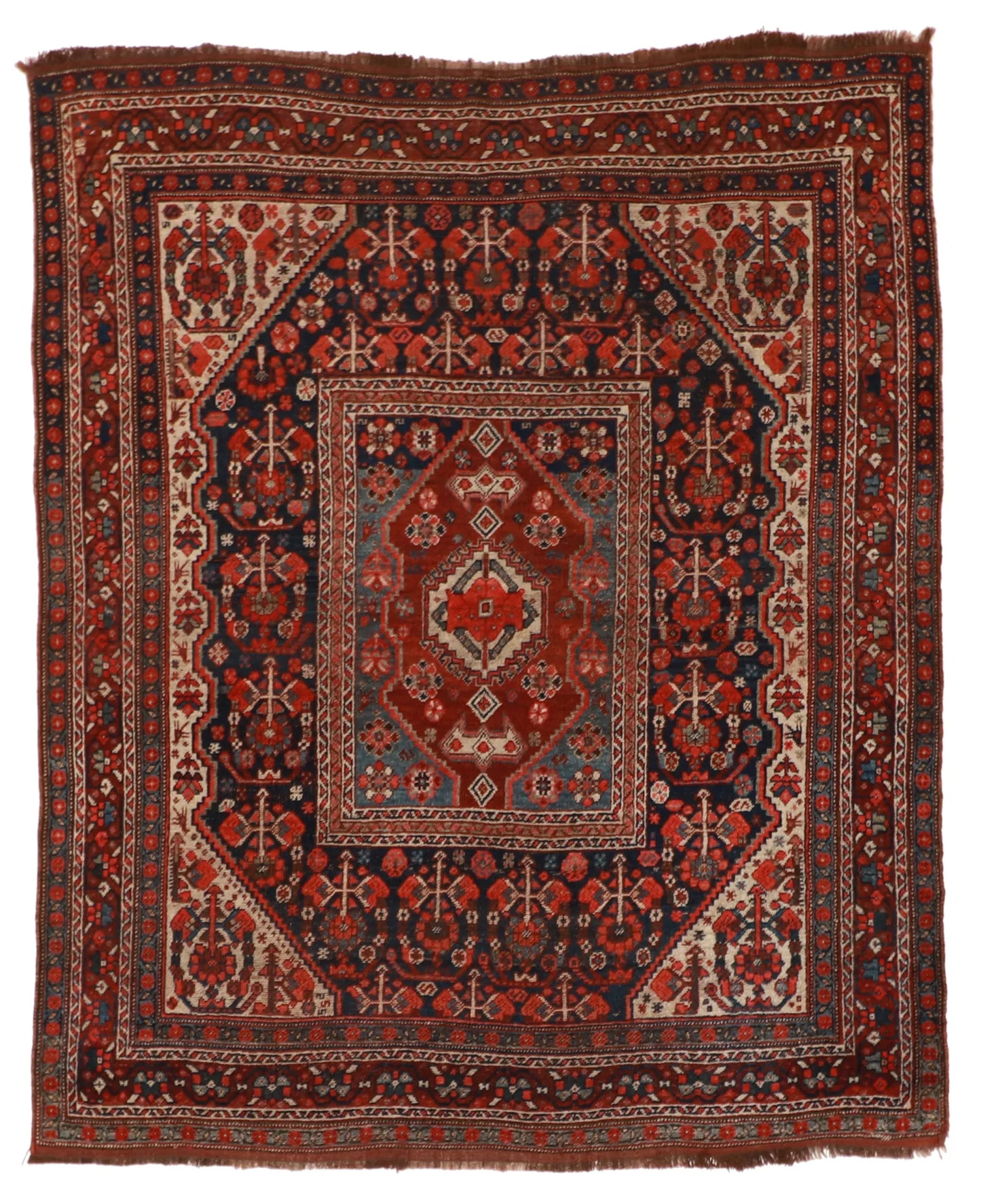 W 5.3 L 6.3 Gashgaie Antique 100% Wool Hand-Woven All-Over Design - 9368