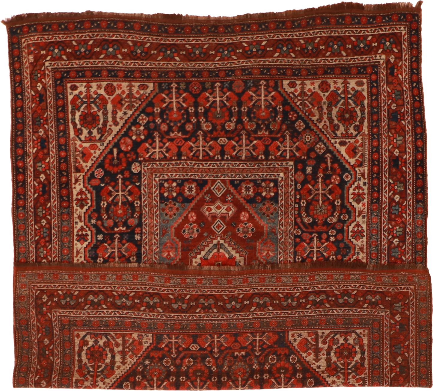 W 5.3 L 6.3 Gashgaie Antique 100% Wool Hand-Woven All-Over Design - 9368