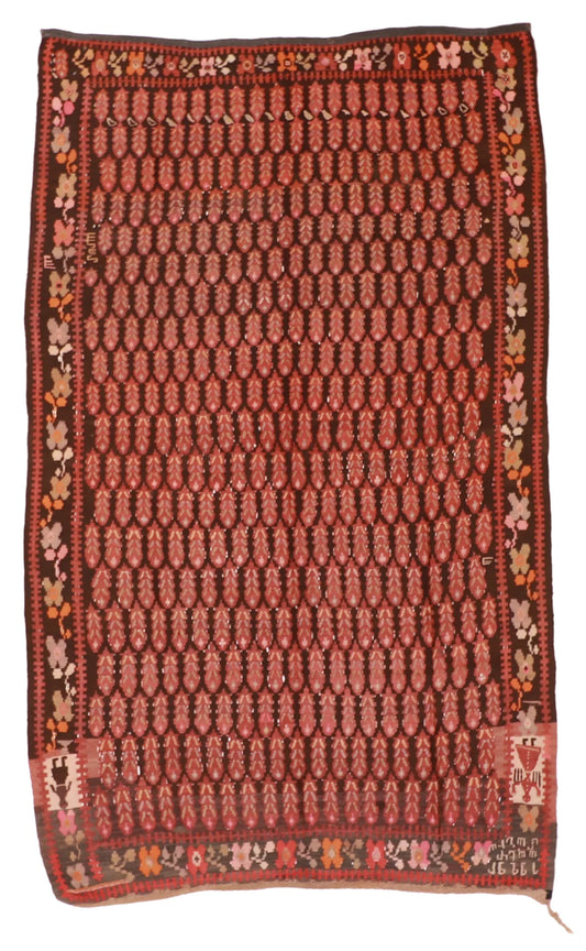 5.1 x 9.8 - Kilim Fine Geometric Rectangle - Finest Hand-Made Quality Wool — 9534