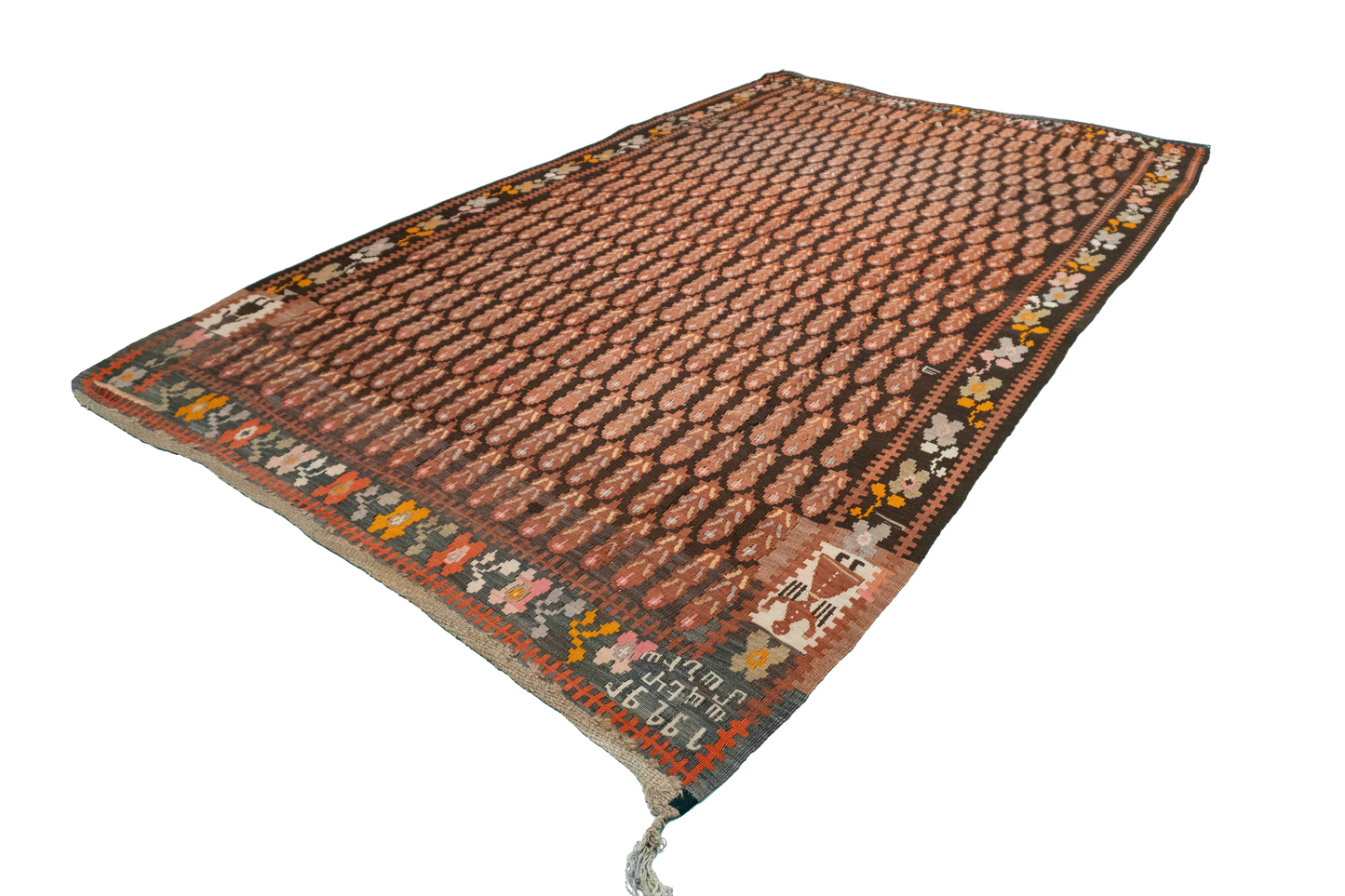 W 5.10 L 9.8 Kilim 100% Wool Hand-Woven Geometric Design - 9534