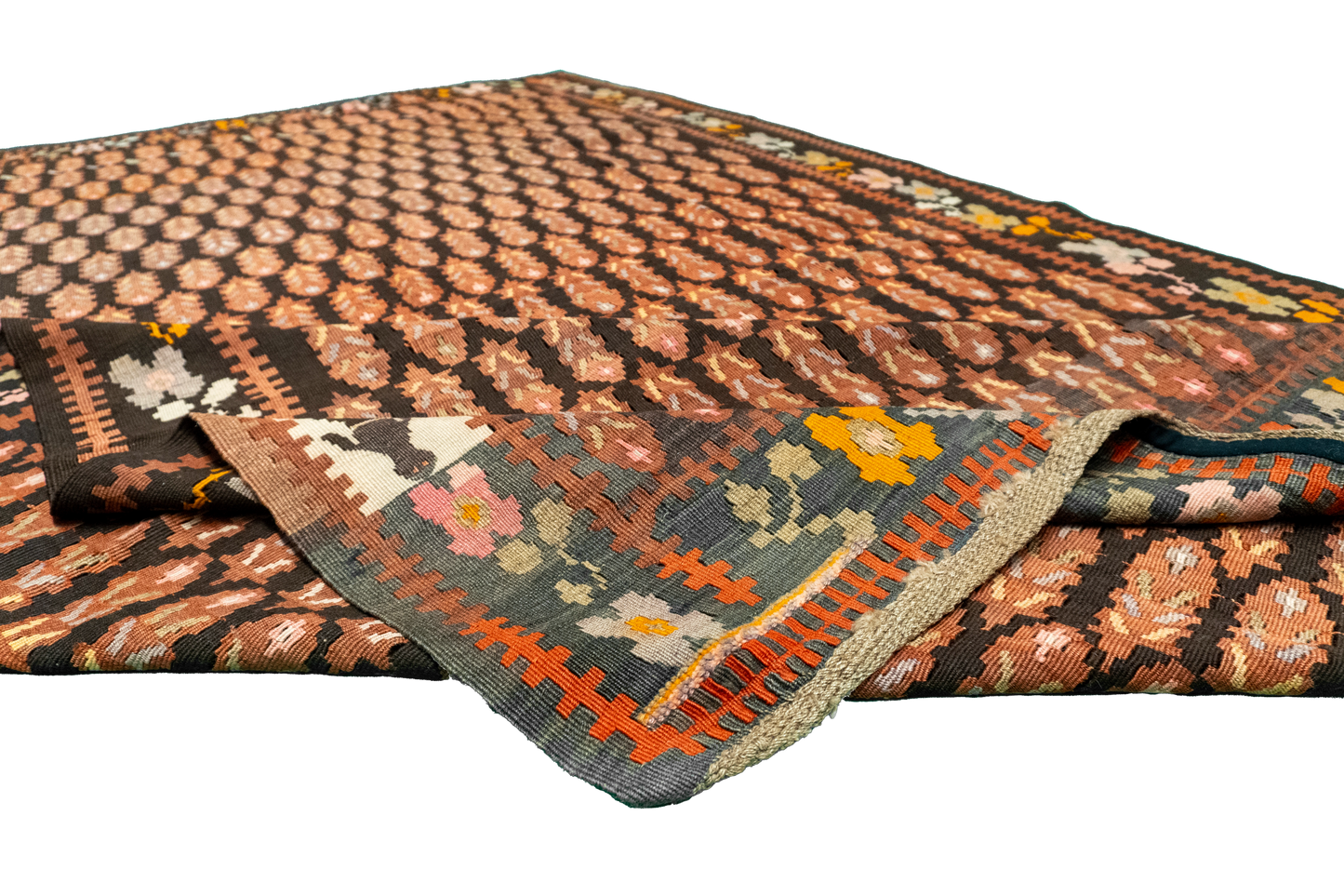 W 5.10 L 9.8 Kilim 100% Wool Hand-Woven Geometric Design - 9534