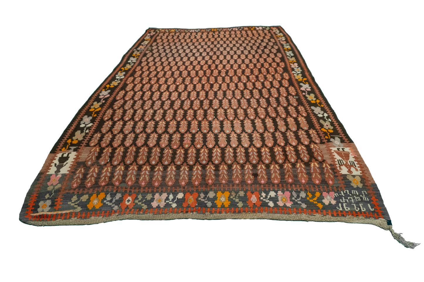 W 5.10 L 9.8 Kilim 100% Wool Hand-Woven Geometric Design - 9534