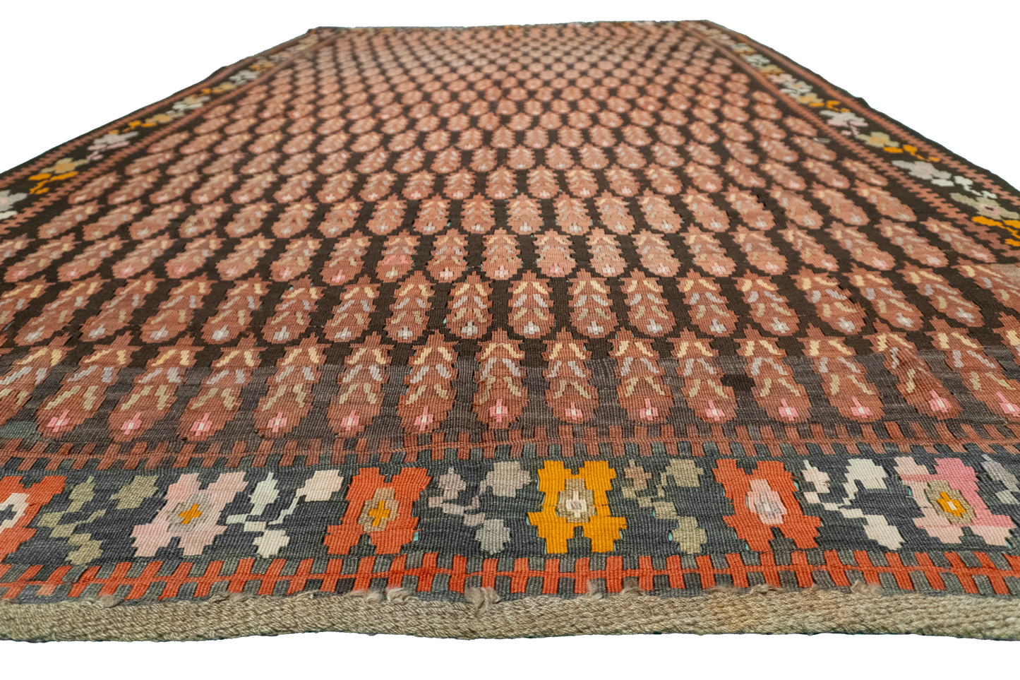 W 5.10 L 9.8 Kilim 100% Wool Hand-Woven Geometric Design - 9534