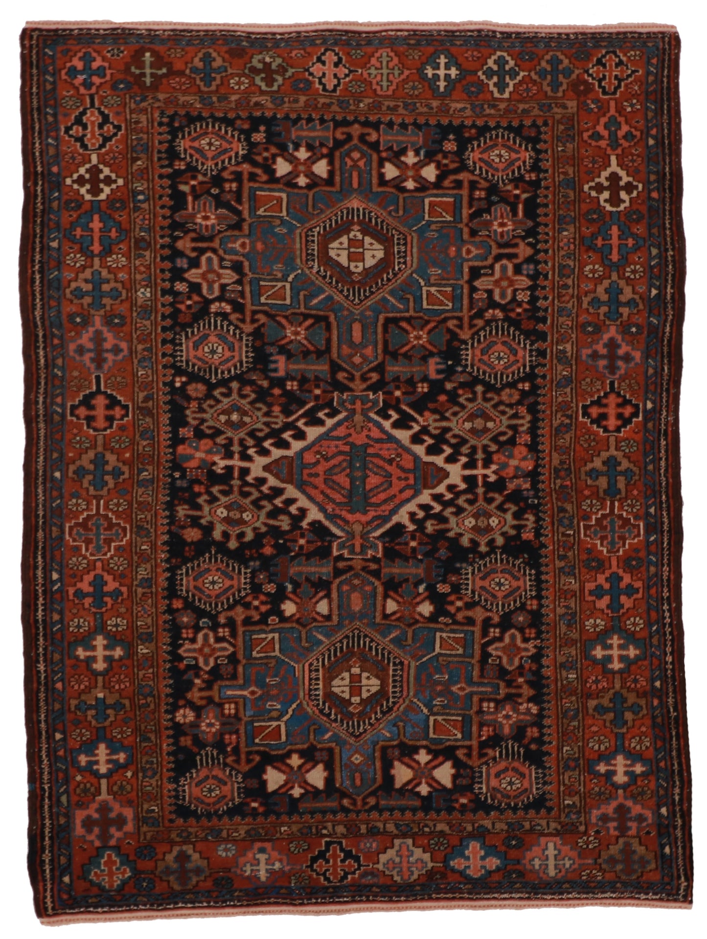 W 4.8 L 6.2 Karajeh Antique 100% Wool Hand-Woven All-Over Design - 9580