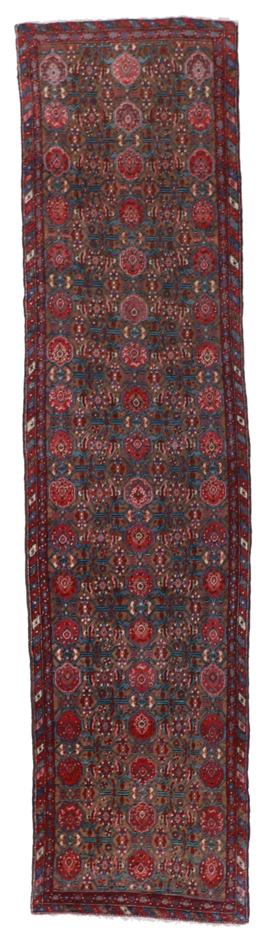 2.11 x 11.6 - Azerbaijan Fine Geometric Rectangle - Finest Hand-Knotted Quality Wool — 9623