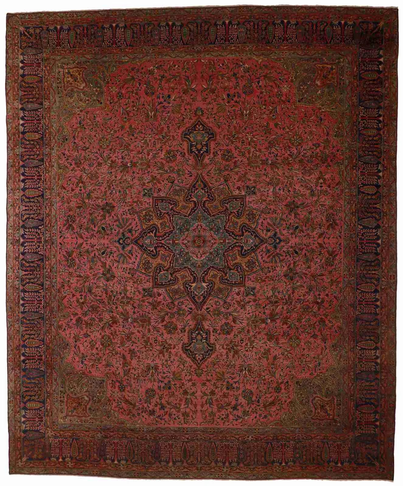 W 14 - L 16.9 - Agra Fine/Wool Floral Rectangle - Finest Hand-Knotted Quality Wool - 9629