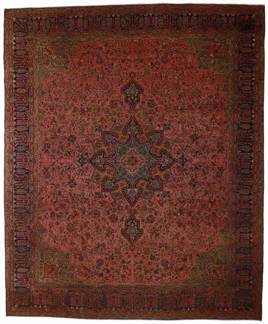 W 14 - L 16.9 - Agra Fine/Wool Floral Rectangle - Finest Hand-Knotted Quality Wool - 9629