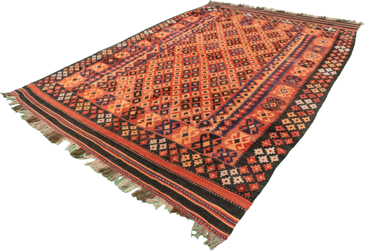 W 6.7 - L 9.8 - Kilim Wool All Over Rectangle - Finest Hand-Made Quality Wool - 9797