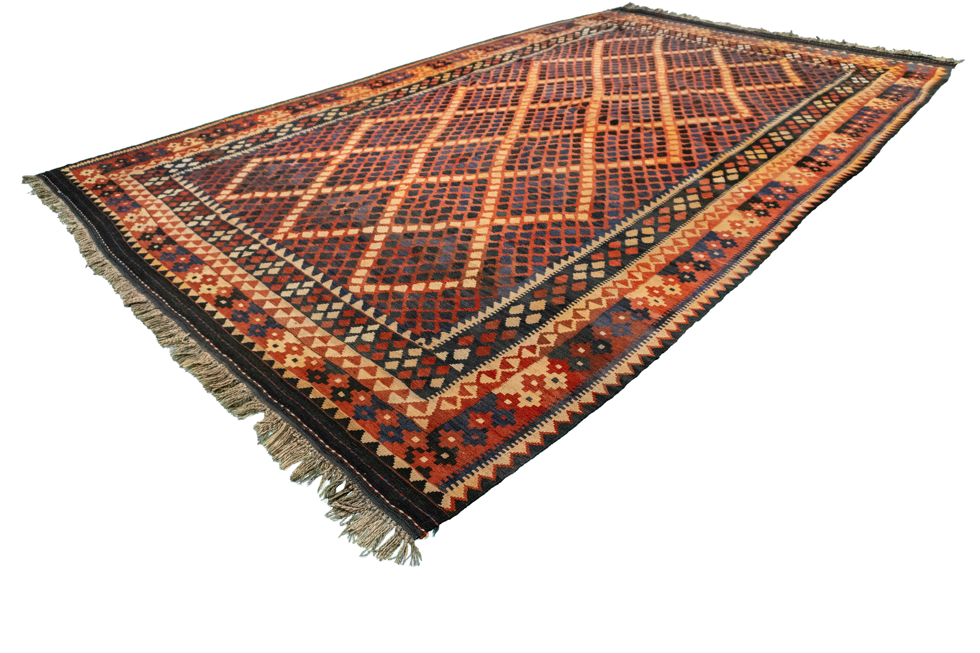 W 8.4 L 13.10 Kilim 100% Wool Hand-Woven All-Over Design - 9800