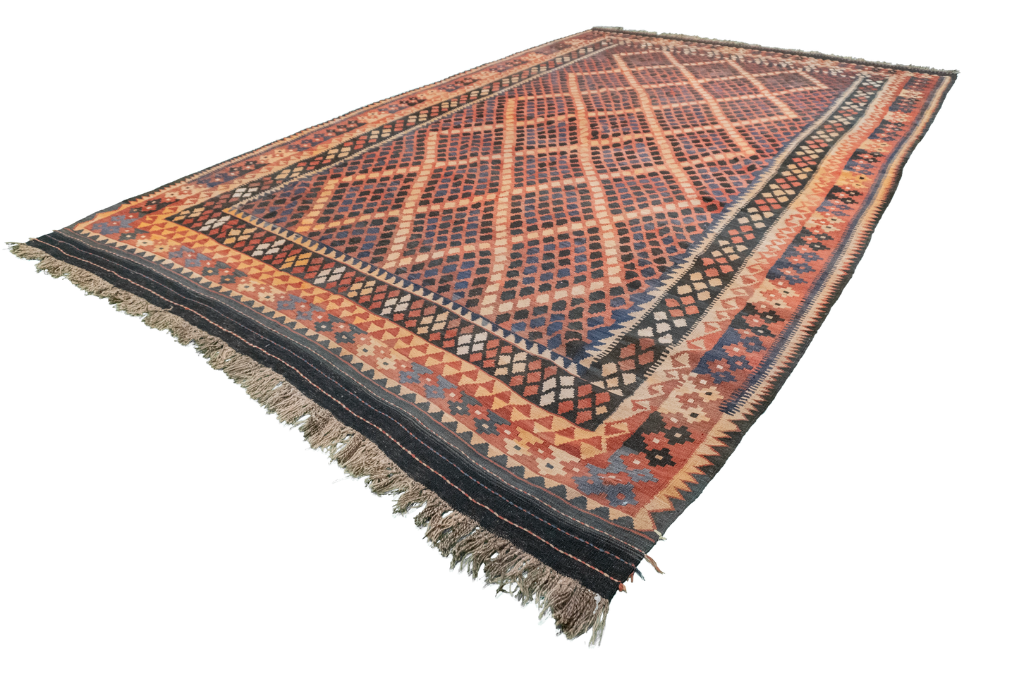 W 8.4 L 13.10 Kilim 100% Wool Hand-Woven All-Over Design - 9800