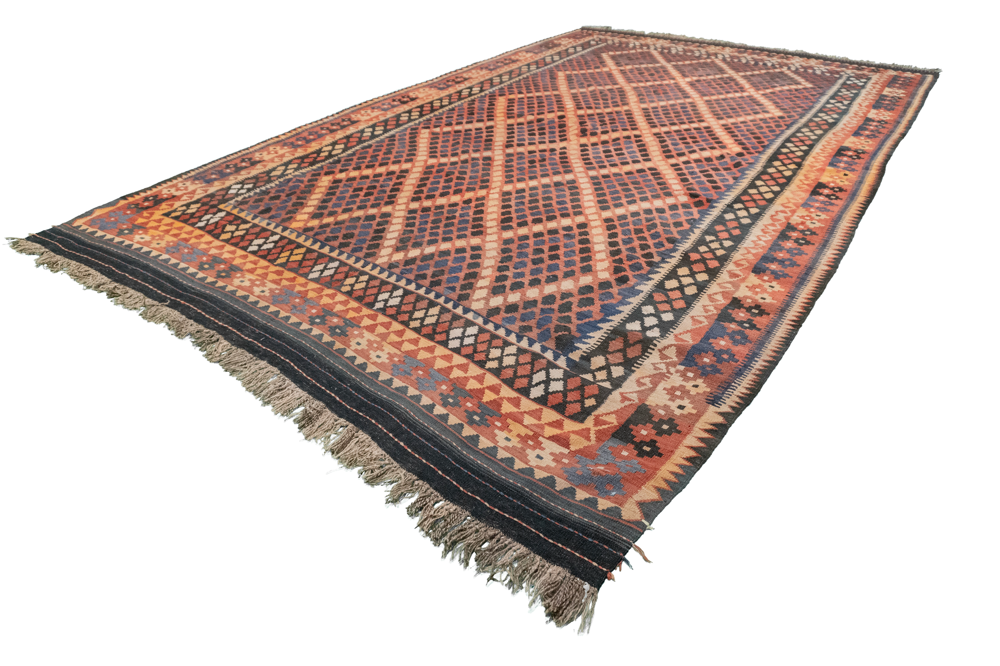 W 8.4 L 13.10 Kilim 100% Wool Hand-Woven All-Over Design - 9800