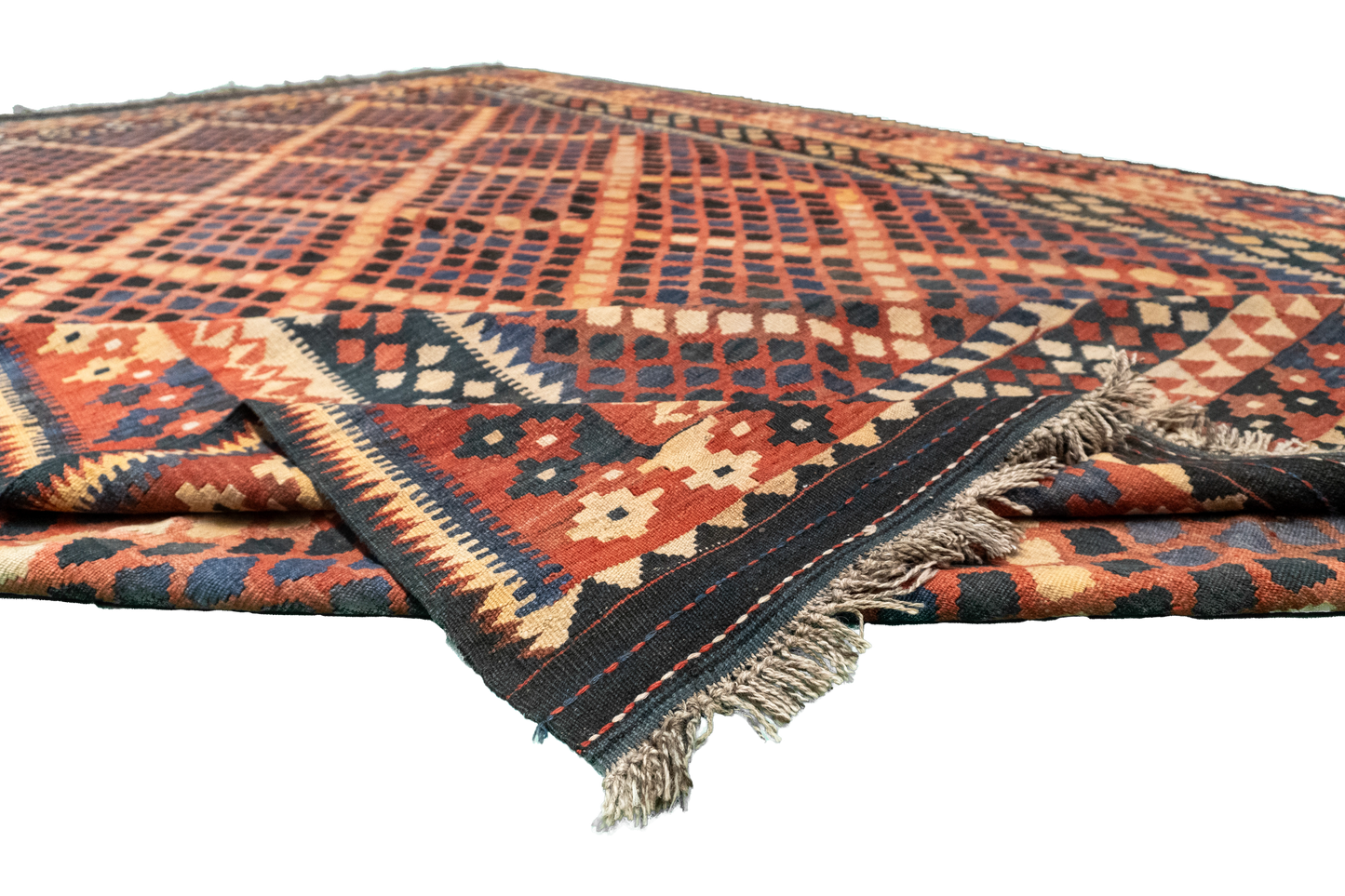 W 8.4 L 13.10 Kilim 100% Wool Hand-Woven All-Over Design - 9800