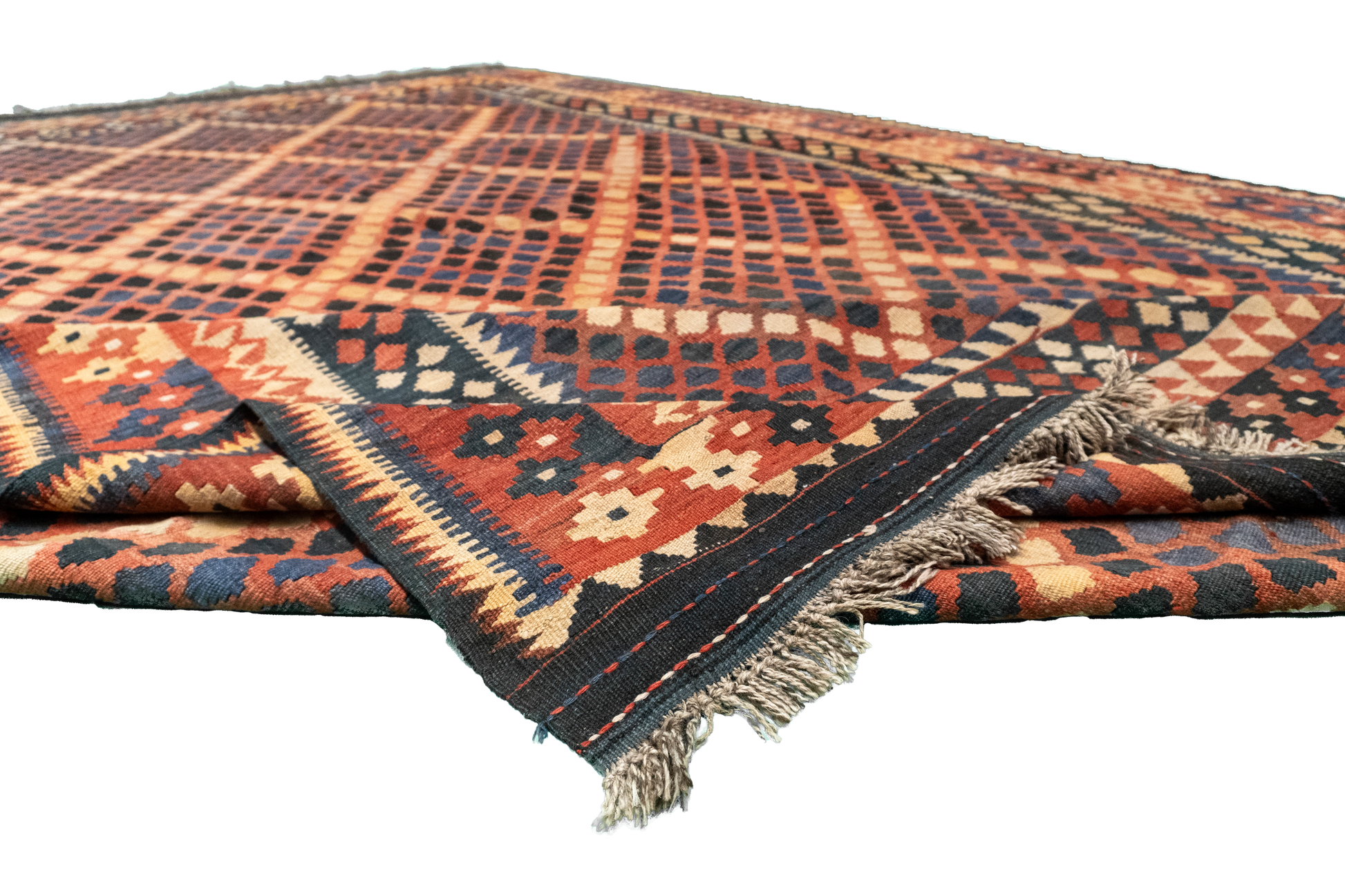 W 8.4 L 13.10 Kilim 100% Wool Hand-Woven All-Over Design - 9800