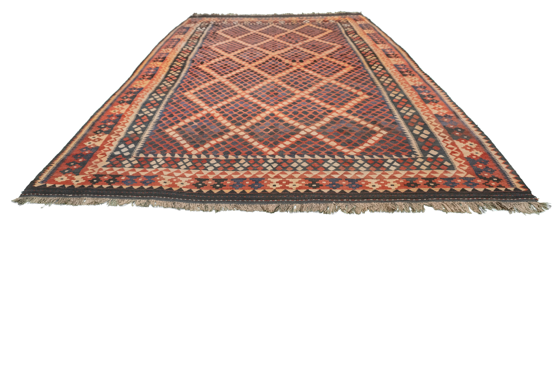 W 8.4 L 13.10 Kilim 100% Wool Hand-Woven All-Over Design - 9800