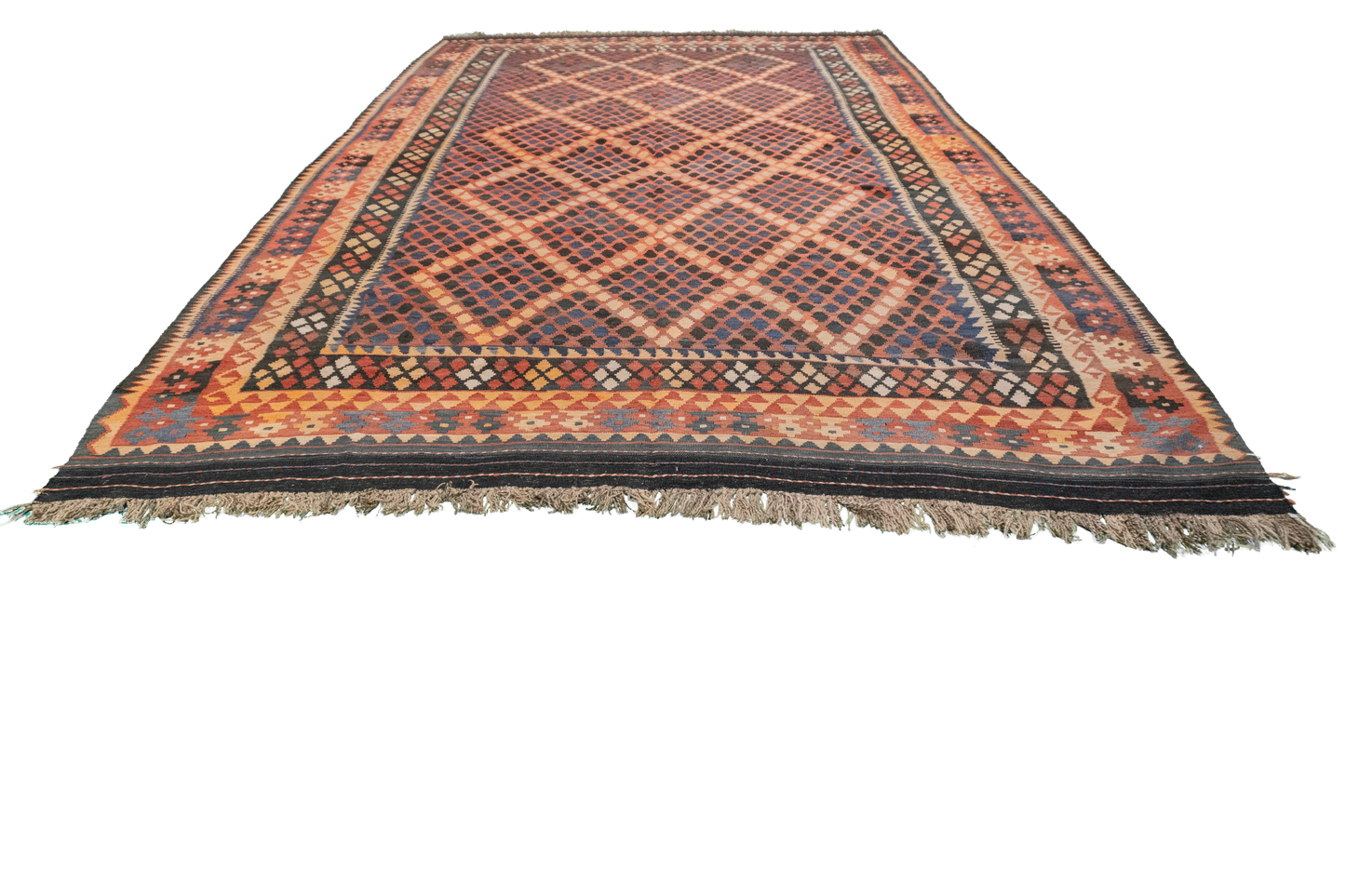W 8.4 L 13.10 Kilim 100% Wool Hand-Woven All-Over Design - 9800