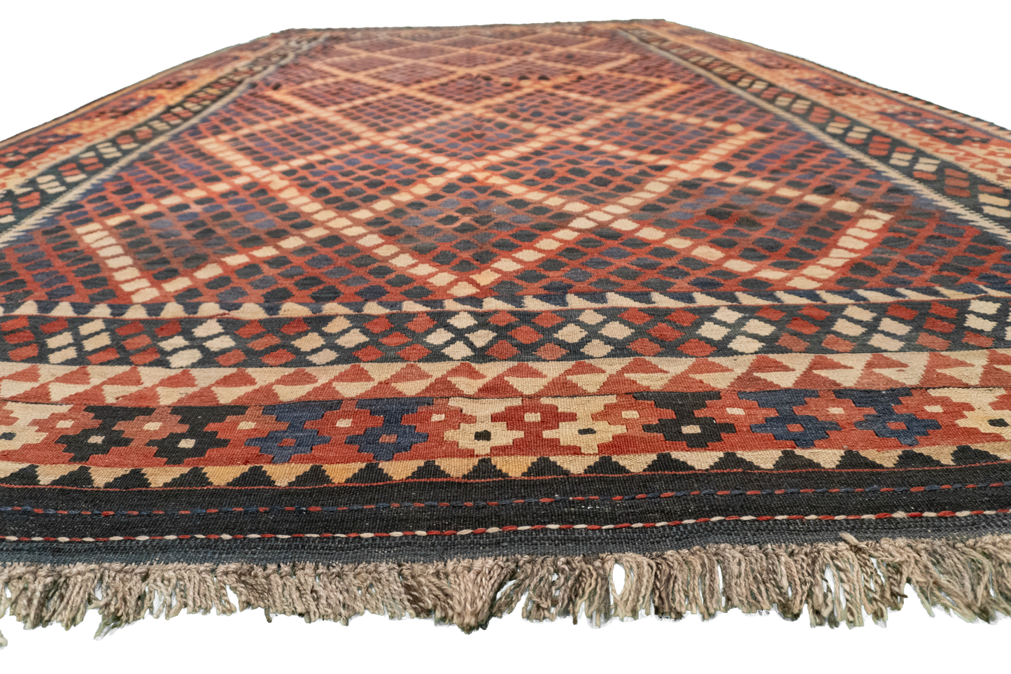 W 8.4 L 13.10 Kilim 100% Wool Hand-Woven All-Over Design - 9800