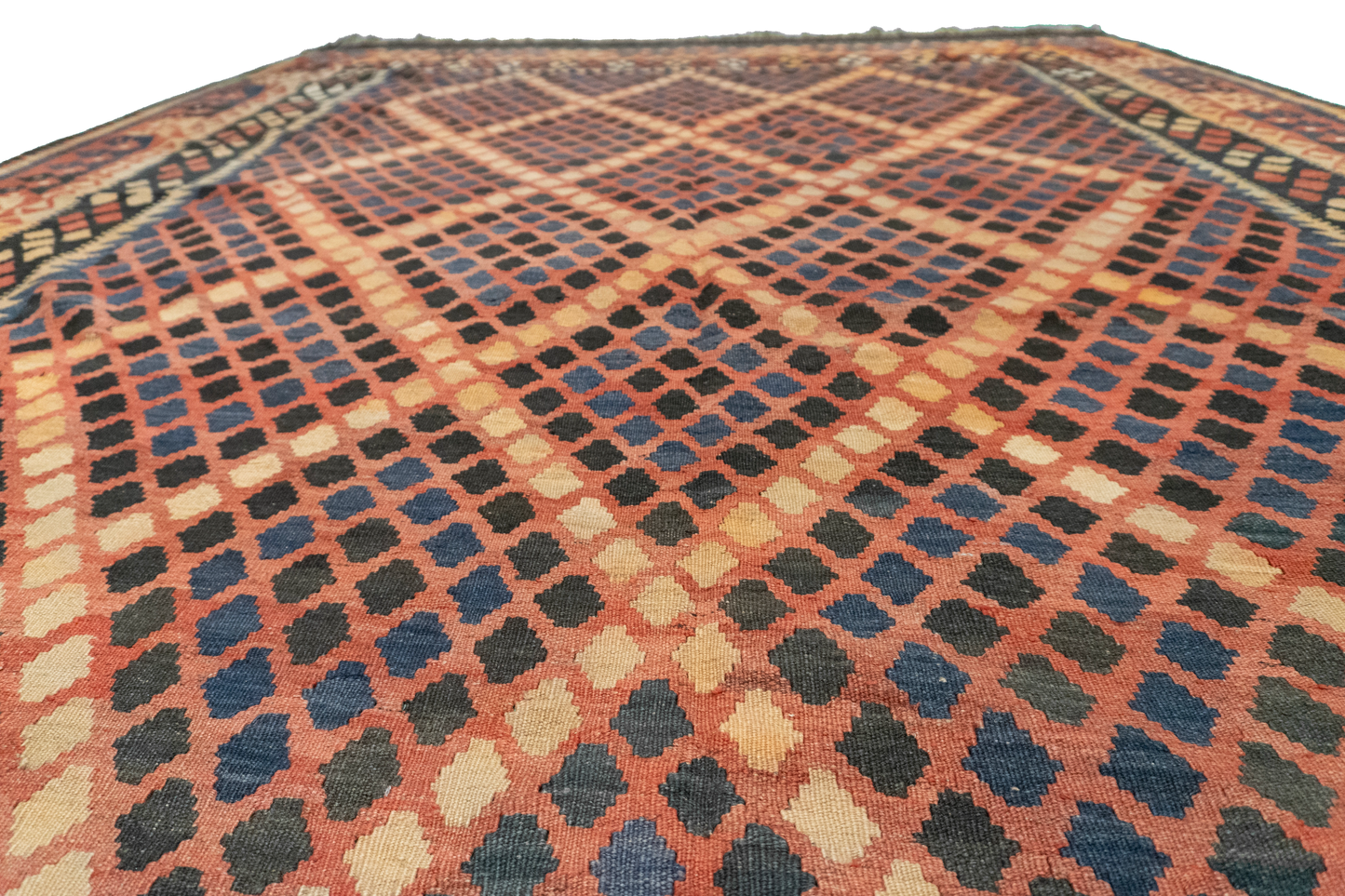 W 8.4 L 13.10 Kilim 100% Wool Hand-Woven All-Over Design - 9800