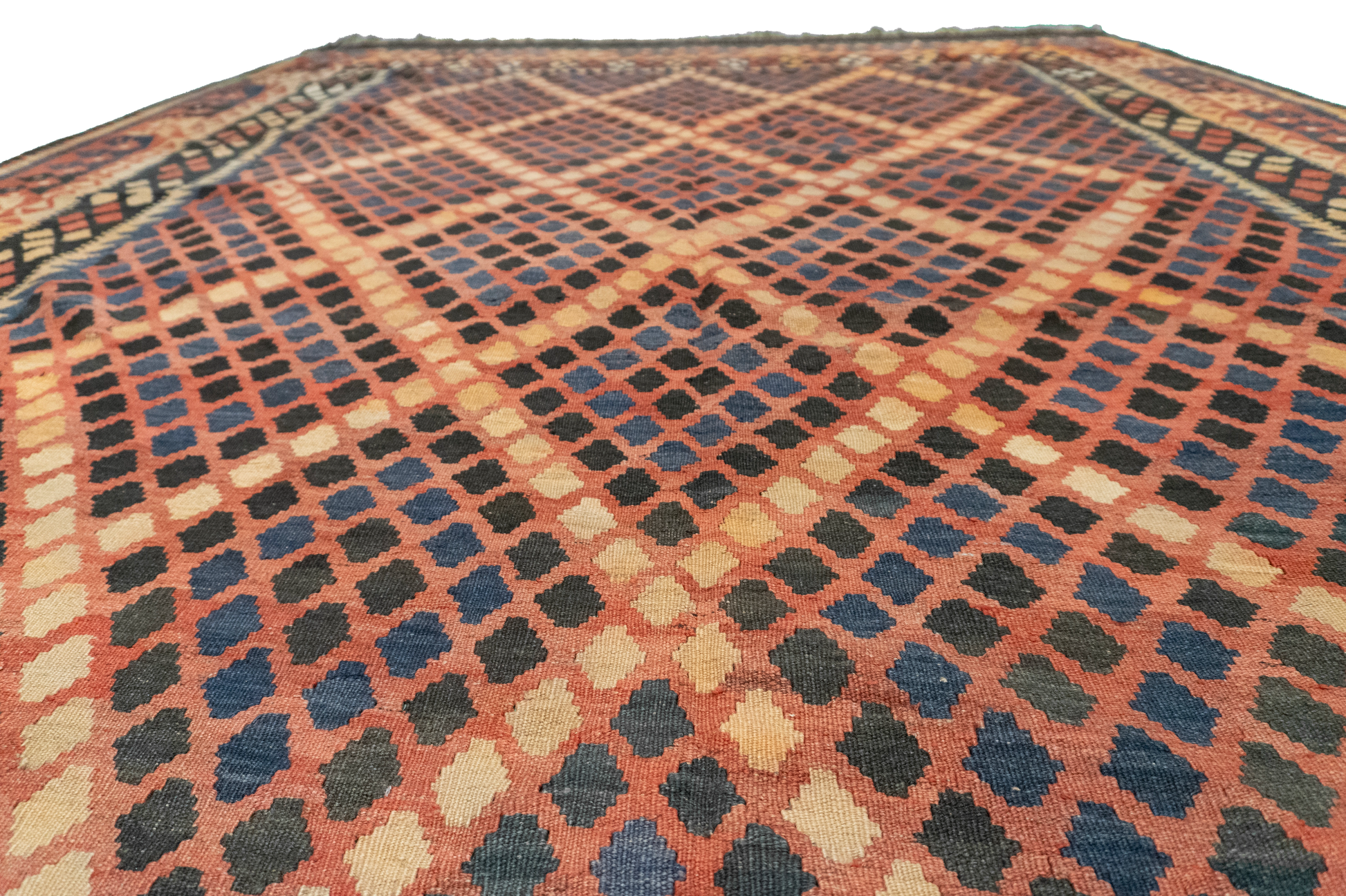 W 8.4 L 13.10 Kilim 100% Wool Hand-Woven All-Over Design - 9800