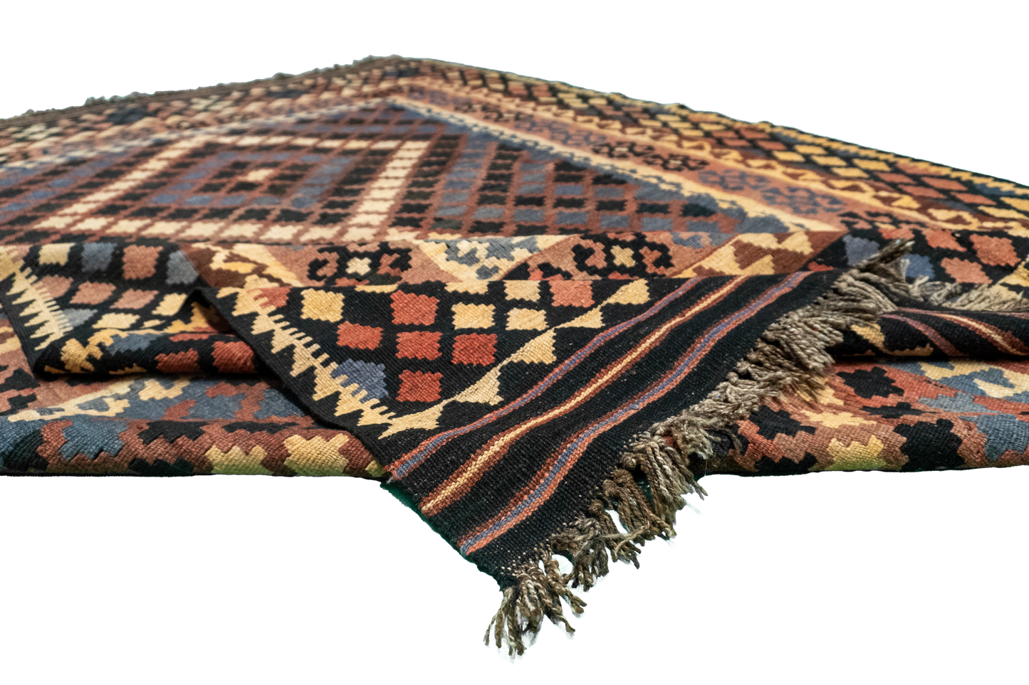 W 6.9 L 9.11 Kilim 100% Wool Hand-Woven Geometric Design - 9809