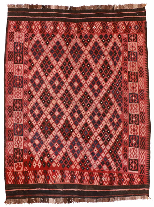 6.10 x 9 - Kilim Wool Geometric Rectangle - Finest Hand-Made Quality Wool — 9827