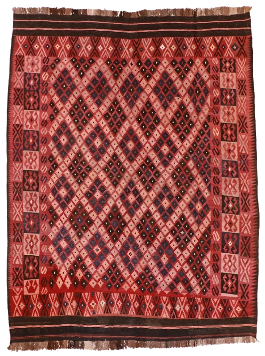 W 6.10 L 9 Kilim 100% Wool Hand-Woven Geometric Design - 9827