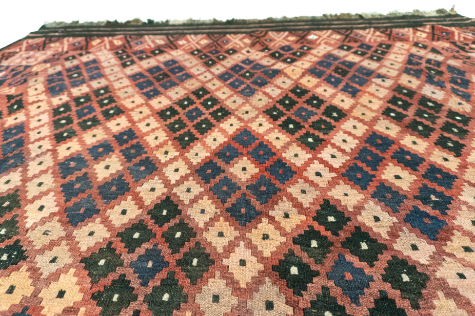 W 6.10 - L 9 - Kilim Wool Geometric Rectangle - Finest Hand-Made Quality Wool - 9827