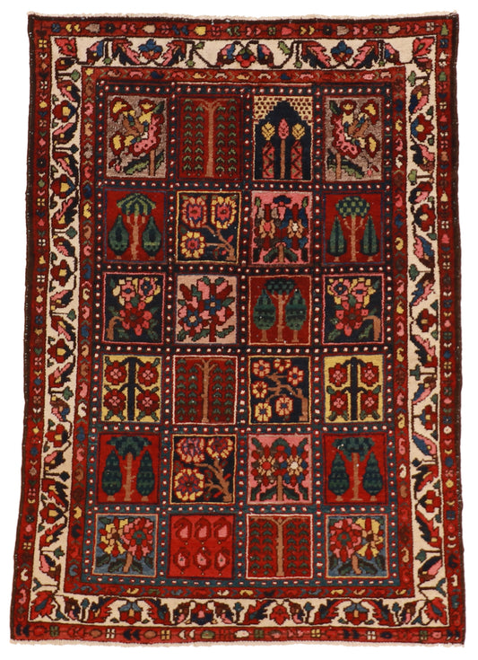 W 4.5 L 6.3 Bakhtiarie S. Antique 100% Wool Hand-Woven All-Over Design - 9950