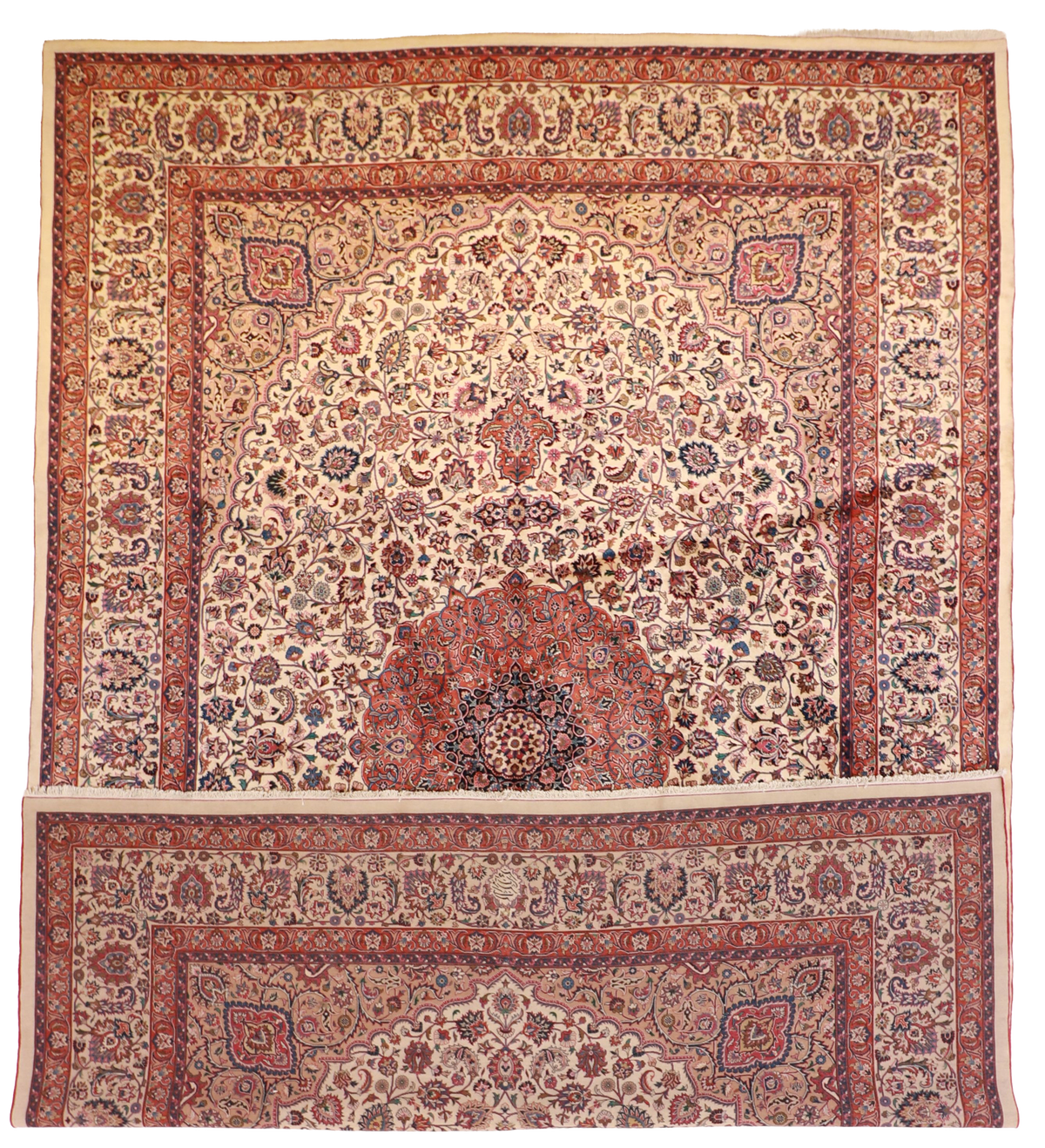 11 x 16 - Mashad Fine/Wool/S.Antique All Over Rectangle - Hand Knotted Rug — 14146