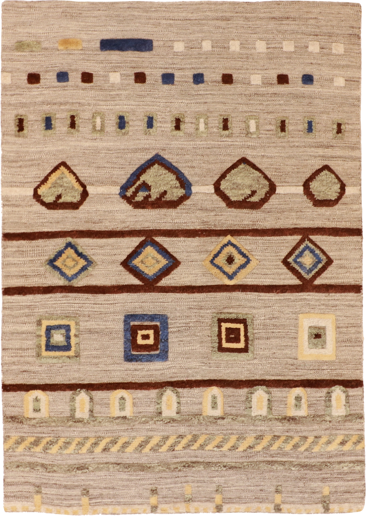 W 5.1 L 7.2 Moroccan 100% Wool Hand-Woven All-Over Design - 60815