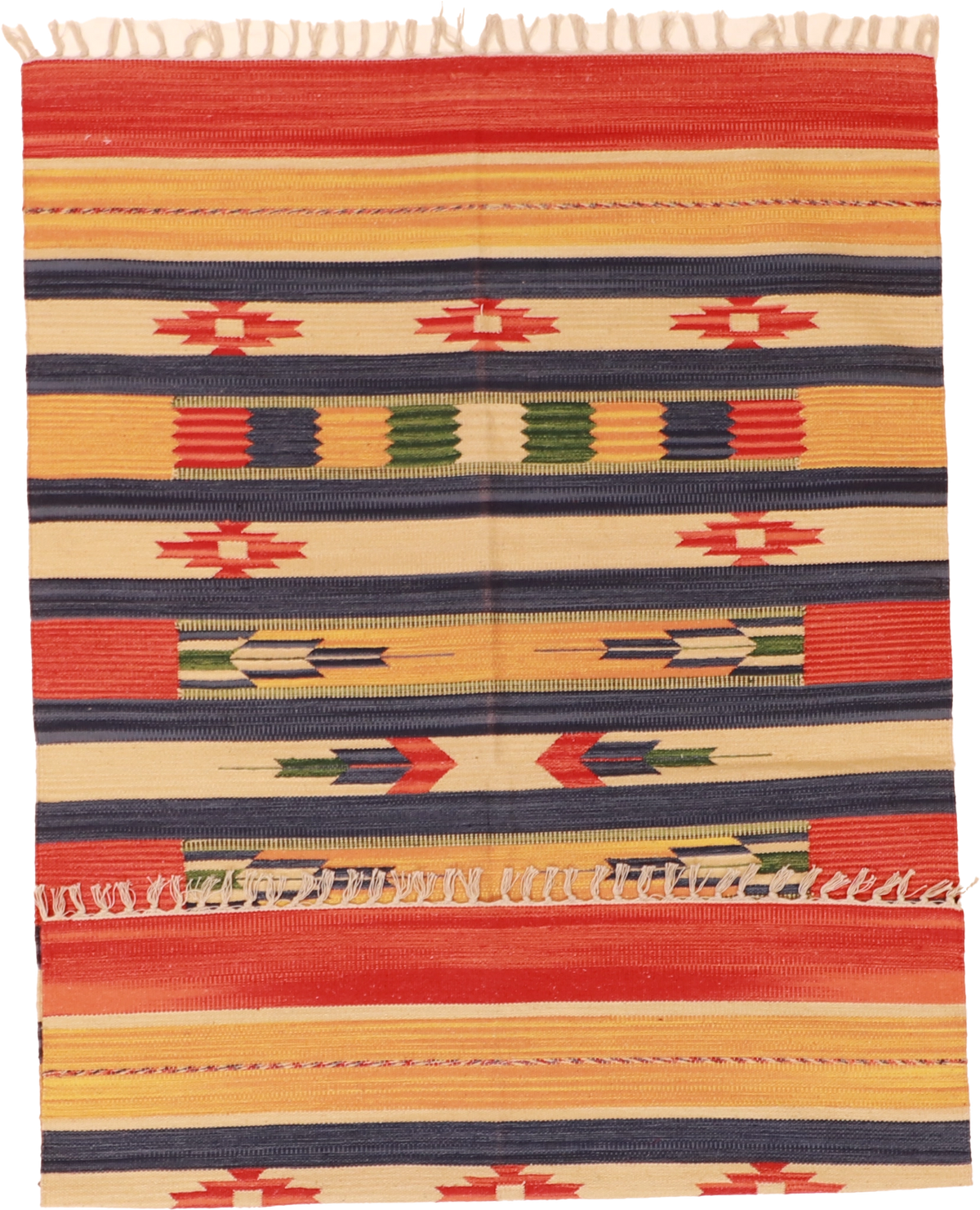 W 4 L 6 Kilim 100% Wool Hand-Woven Geometric Design - 60514