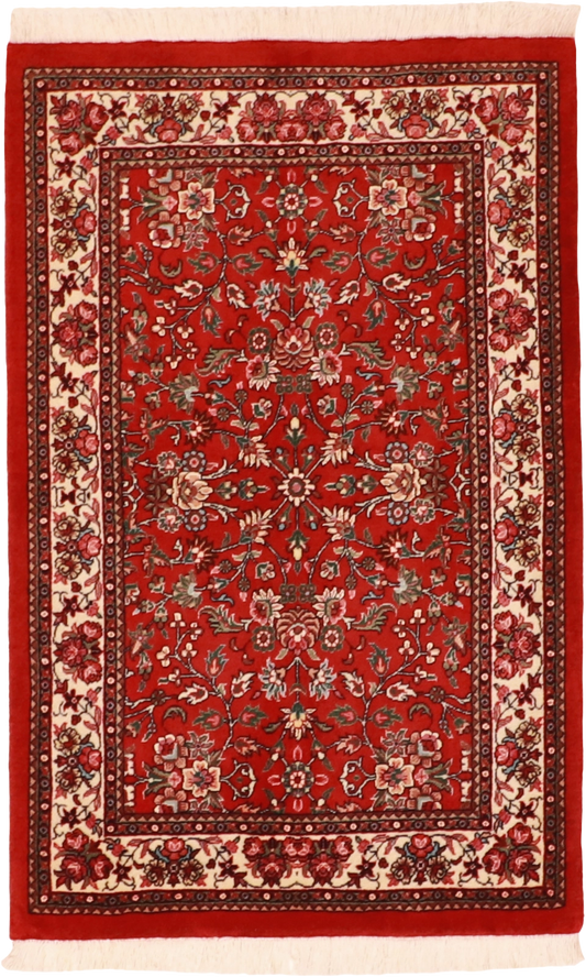 W 2.4 L 3.8 Bijar Runner 100% Wool Hand-Woven Floral Design - 60966