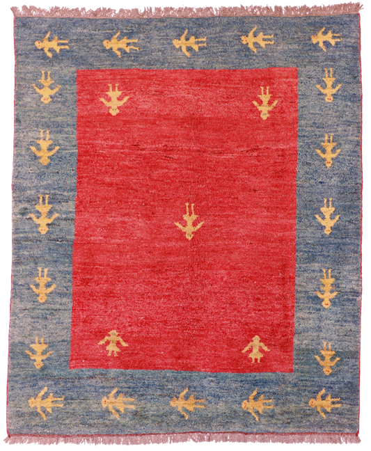 W 6.6 L 7.9 Gabbeh 100% Wool Hand-Woven All-Over Design - 26568