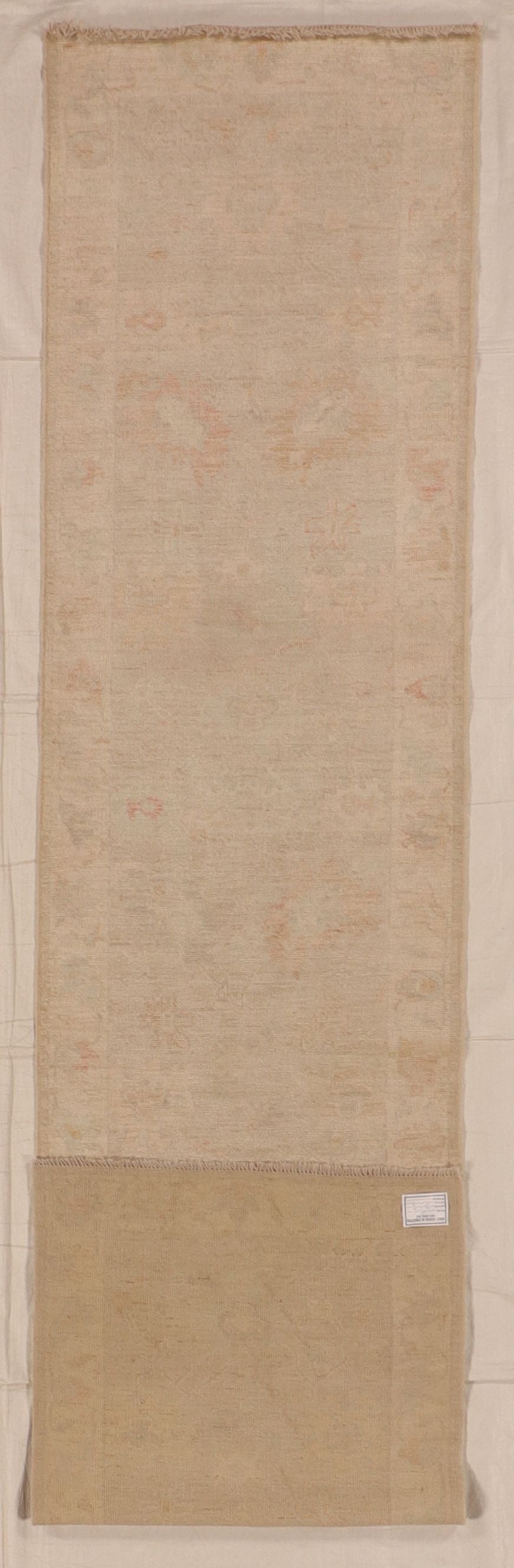 W 3.1 L 13.5 Oushak 100% Wool Hand-Woven All-Over Design - 66193
