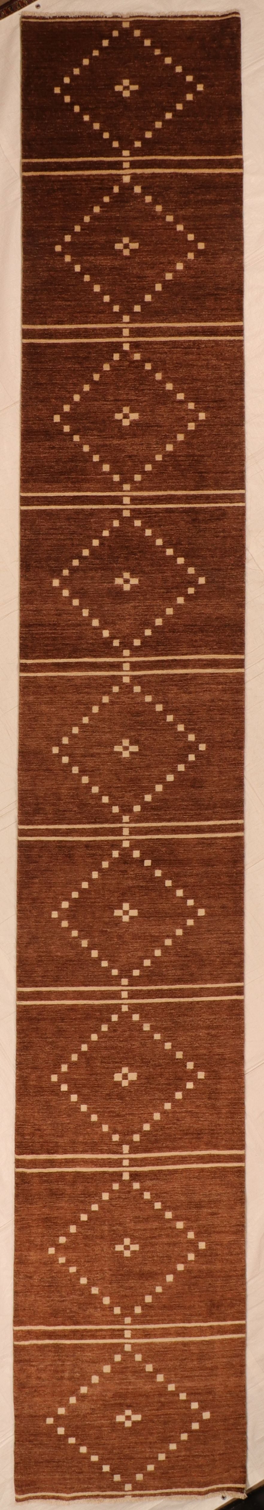 W 3.3 L 21.3 Modern 100% Wool Hand-Woven All-Over Design - 65904